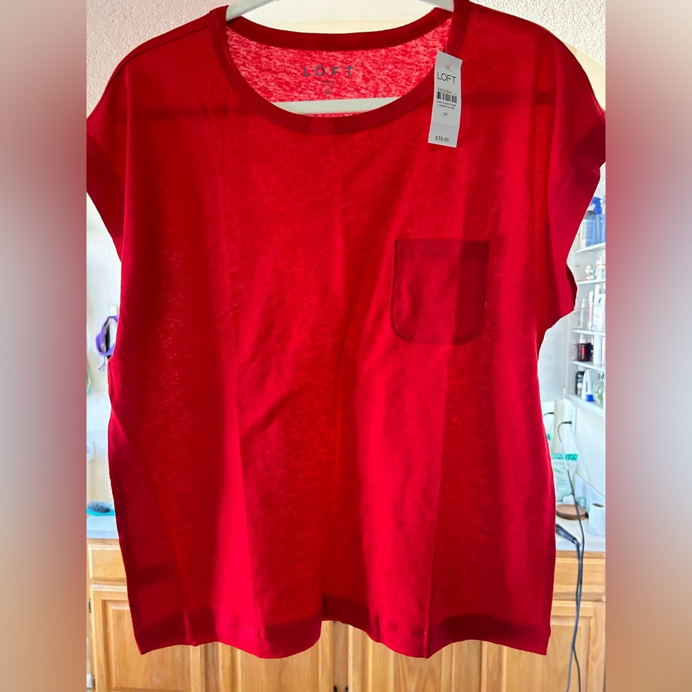 5 for $35 .LOFT shirt. Red. NWT. Size M.
